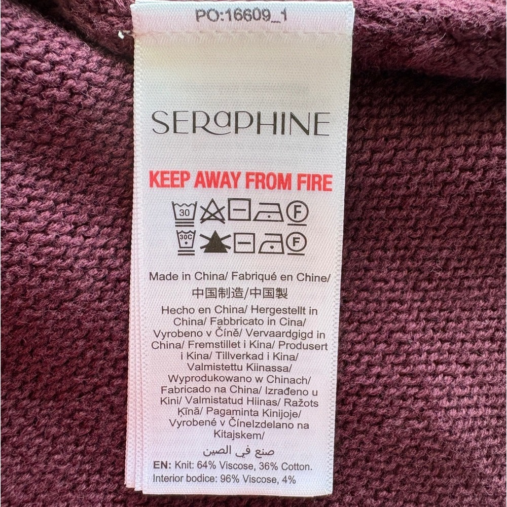 Seraphine Purple Berry Cotton Blend Maternity Sweater, Size Medium, Baby Bump - Picture 6 of 7